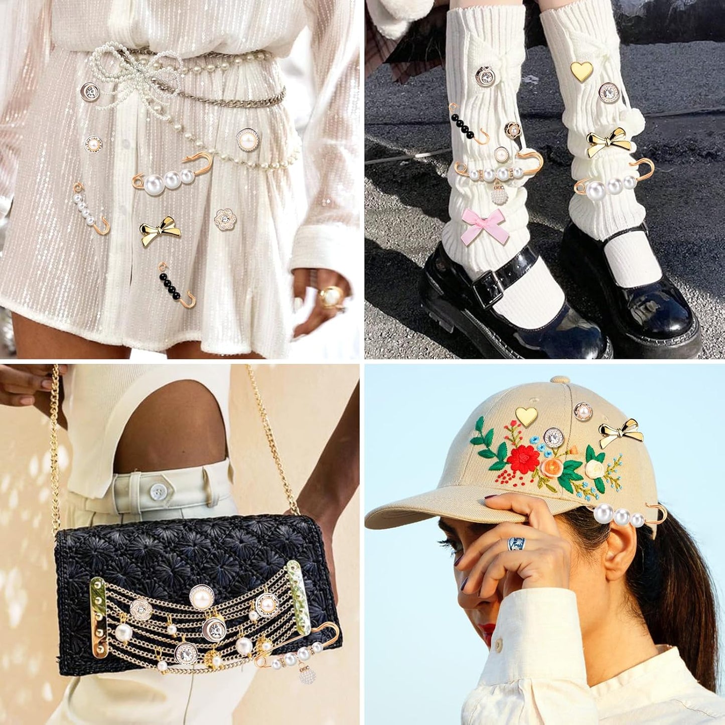 IvaSky Pearl Bow Lace Shoe Charms for Women and Girls