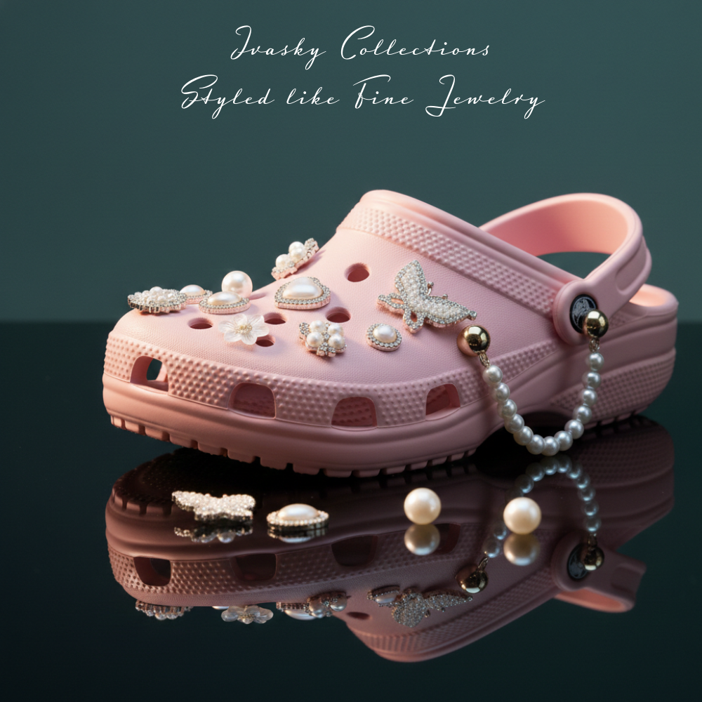 IvaSky White Pearl Heart Shoe Charm – Close Up Detail