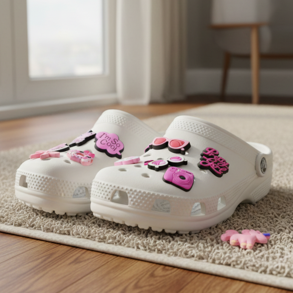 IvaSky cute pink clog shoe charms random mixed set for girls and women