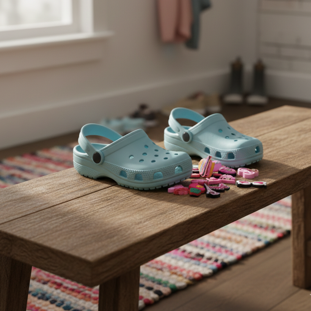 IvaSky lightweight PVC pink shoe charms designed for comfortable everyday wear