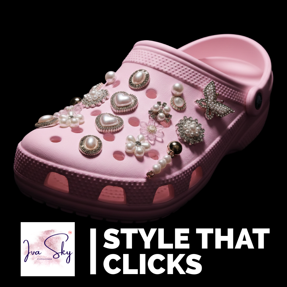 IvaSky 24-Piece Bling Shoe Charms Set – Pearl, Butterfly & Flower Clog Accessories for Women & Girls