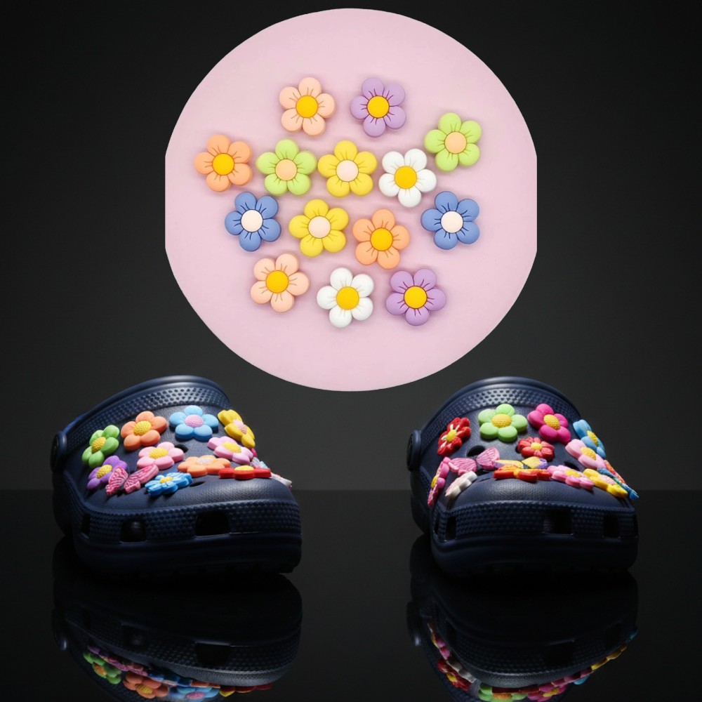 Waterproof PVC flower shoe charms for kids and adults