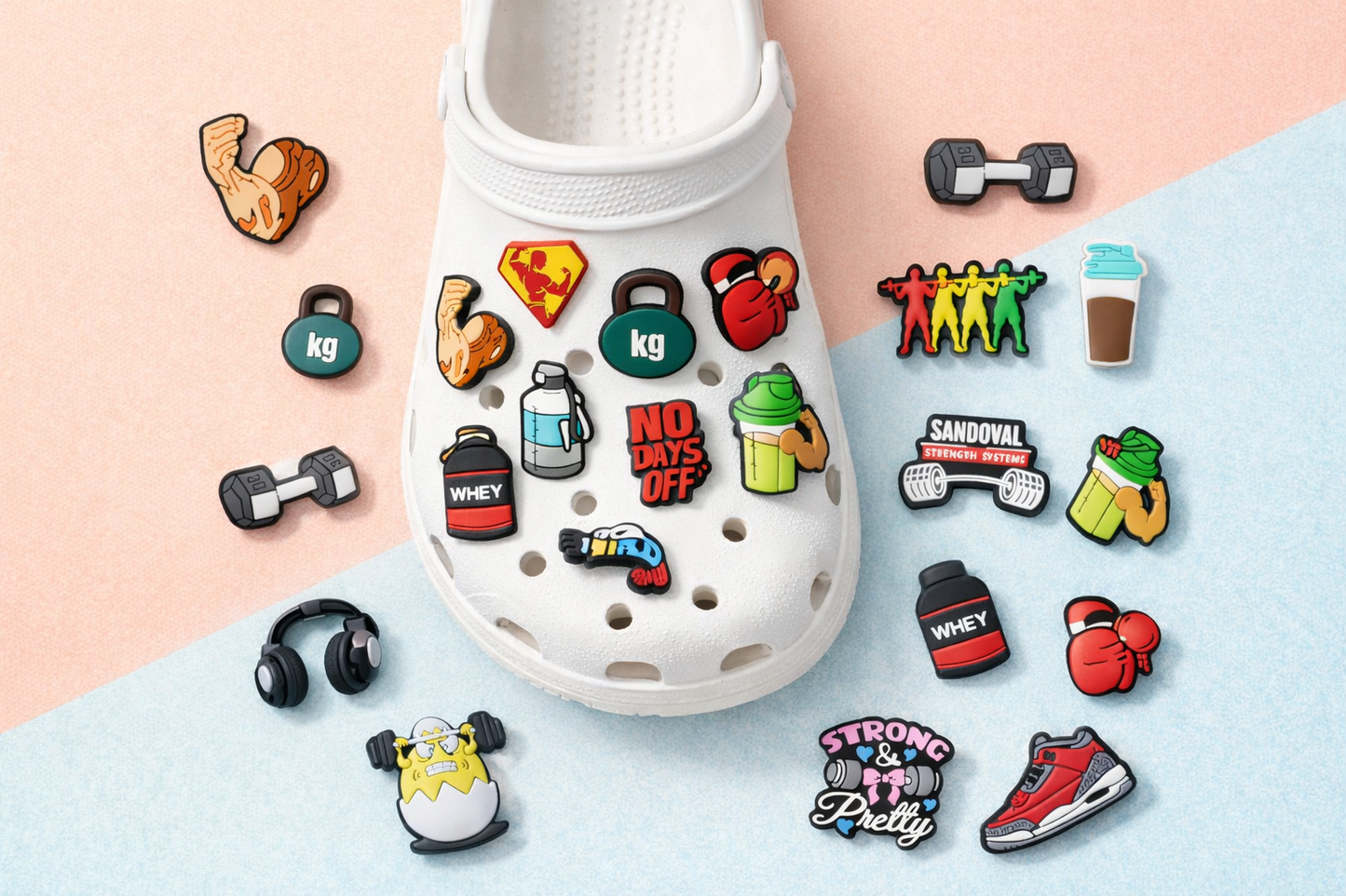 IvaSky 30PCS Gym Shoe Charms for Clogs – Fitness Shoe Decorations for Kids & Teens