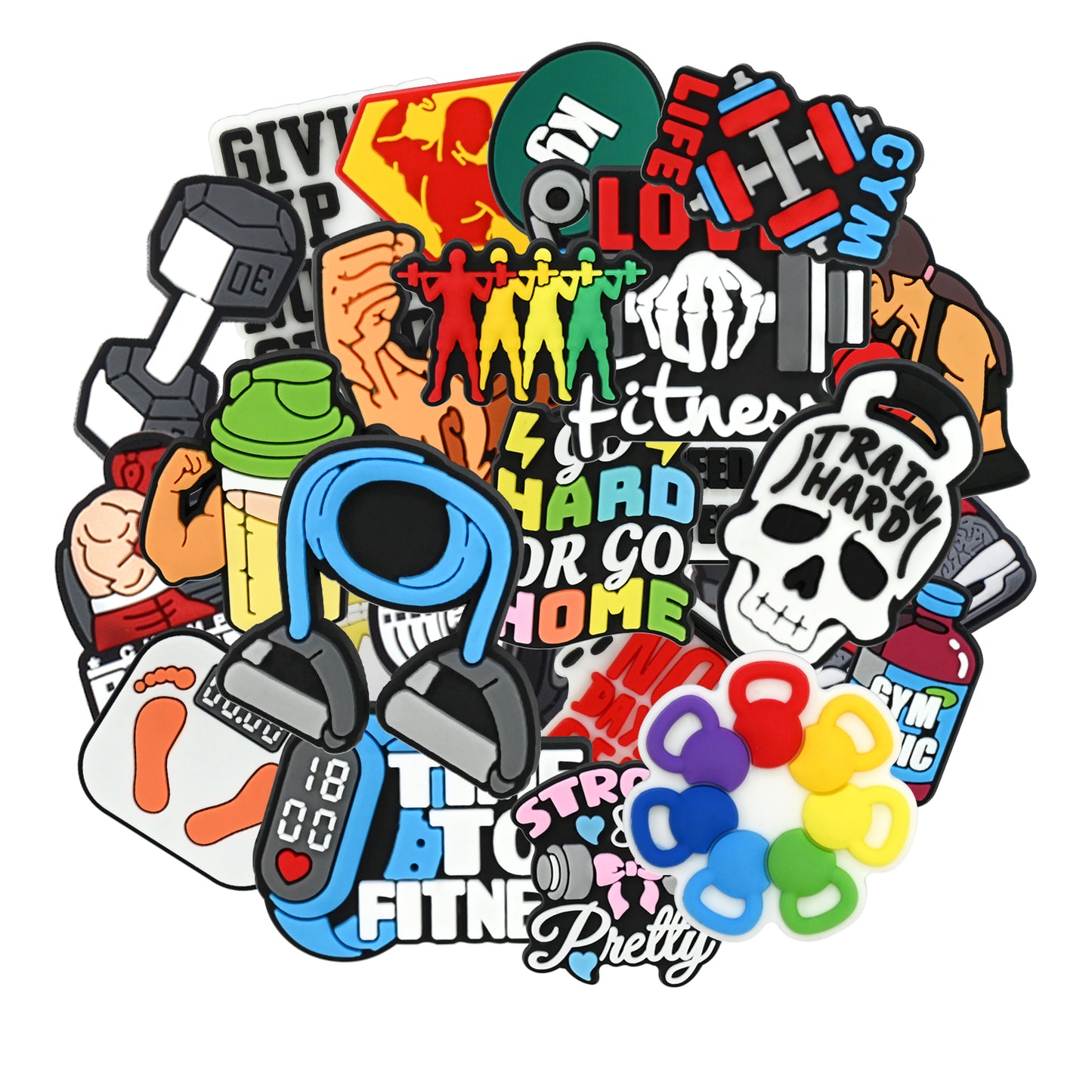 IvaSky 30PCS Gym Shoe Charms for Clogs – Fitness Shoe Decorations for Kids & Teens