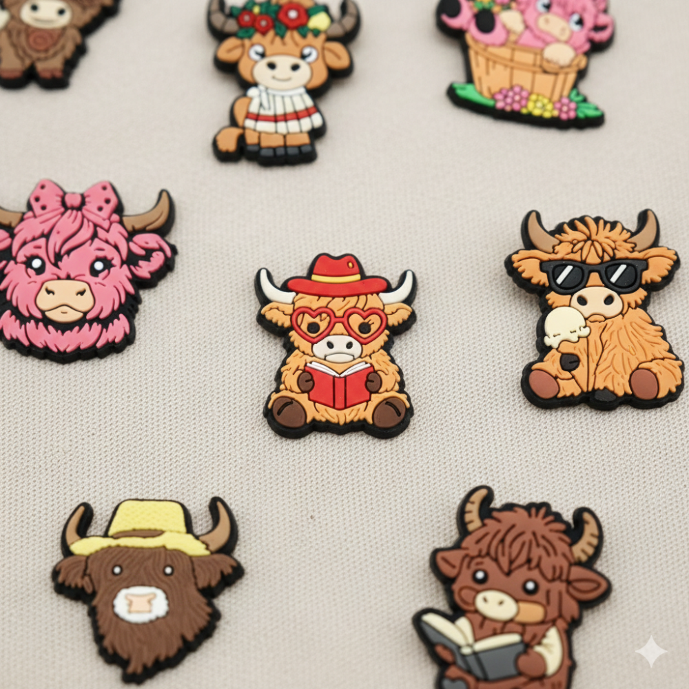 Waterproof PVC farm animal shoe charms set