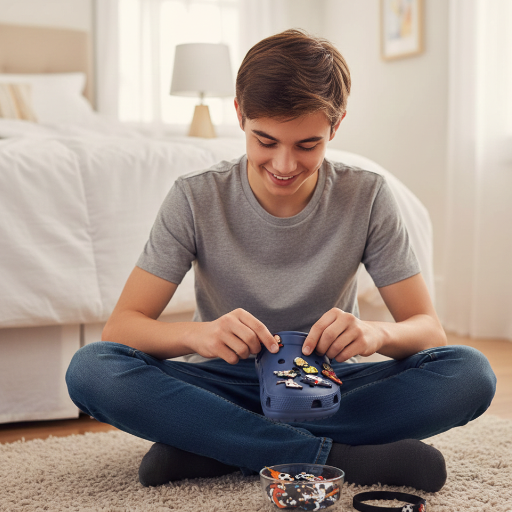 Football-themed shoe charms for sports lovers