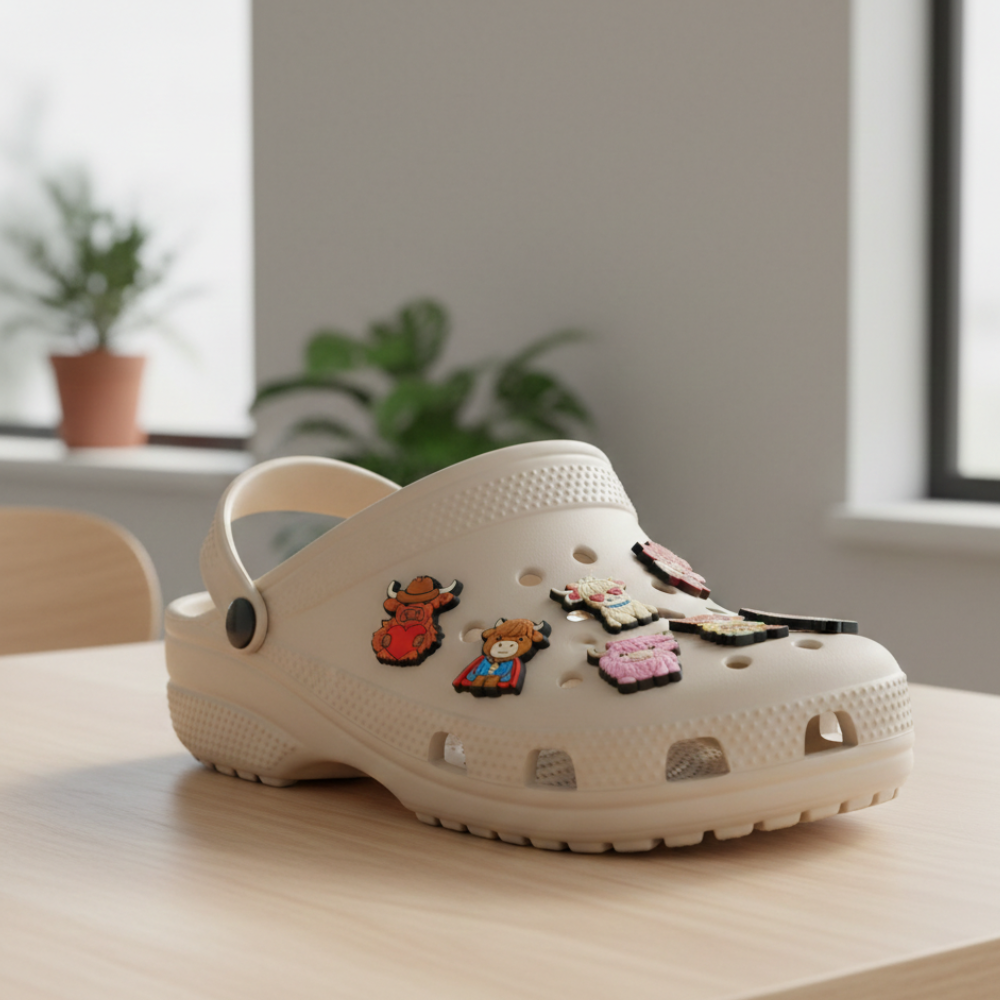 Cute farm animal shoe decorations for party favors